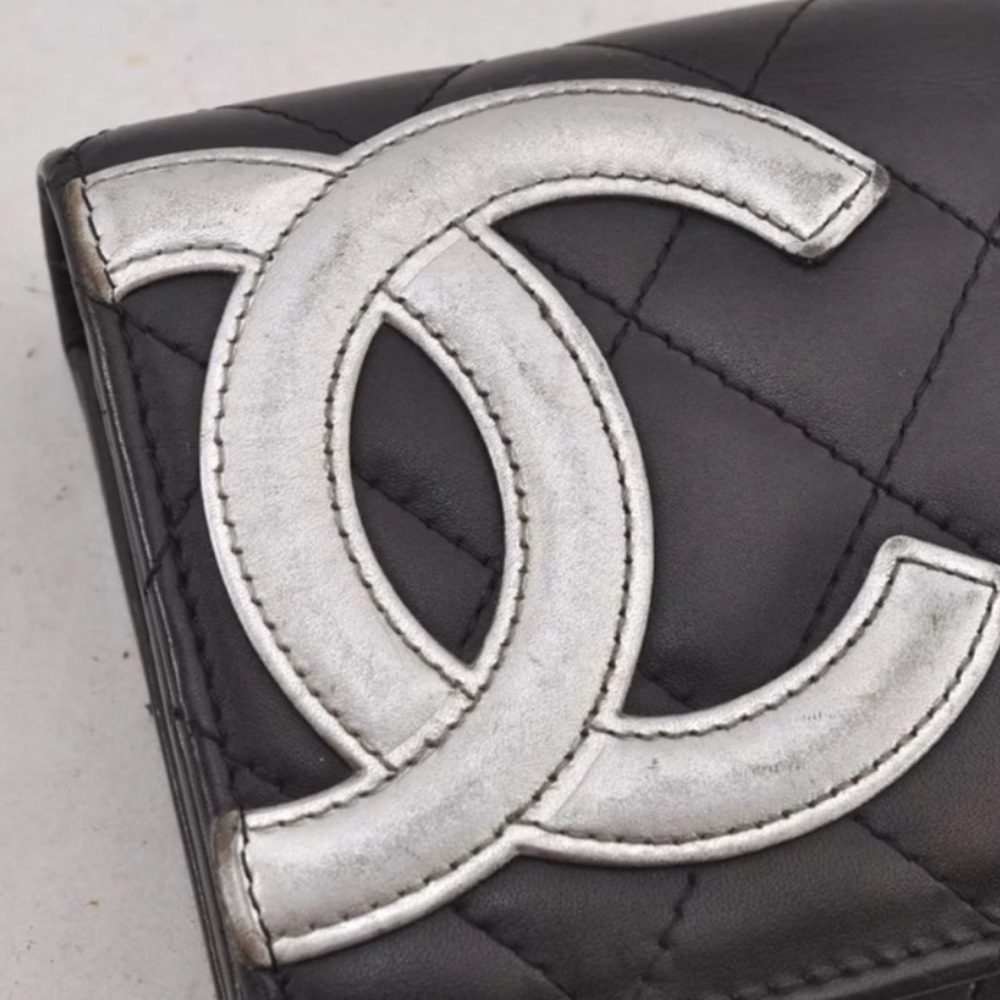 Authentic CHANEL Calf Skin Cambon Line CC Logo Long Wallet - Picture 8 of 16